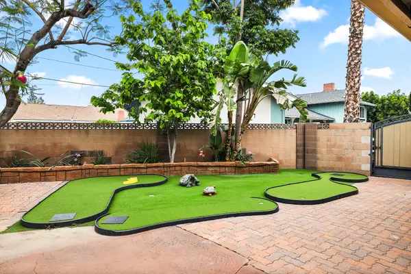Four-hole mini golf course in the backyard